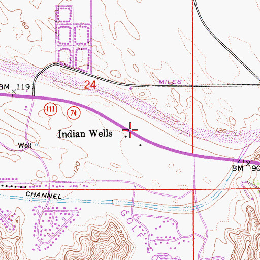 Topographic Map of Indian Wells, CA