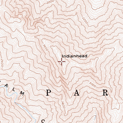 Topographic Map of Indianhead, CA