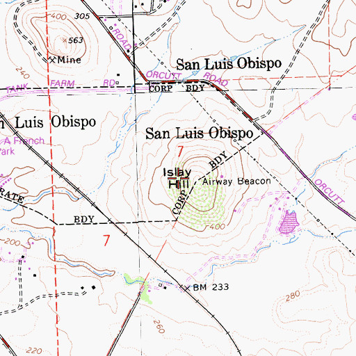 Topographic Map of Islay Hill, CA