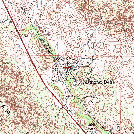 Topographic Map of Jesmond Dene, CA
