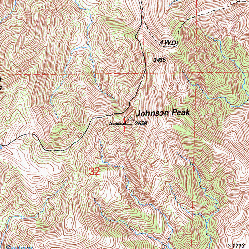 Topographic Map of Johnson Peak, CA