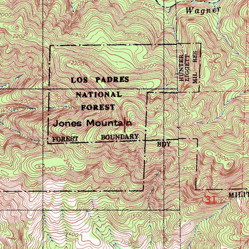 Topographic Map of Jones Mountain, CA