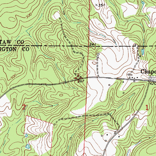 Topographic Map of Aquilla Post Office (historical), AL