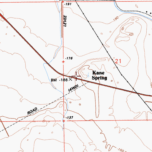 Topographic Map of Kane Spring, CA