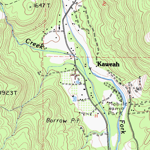 Topographic Map of Kaweah, CA