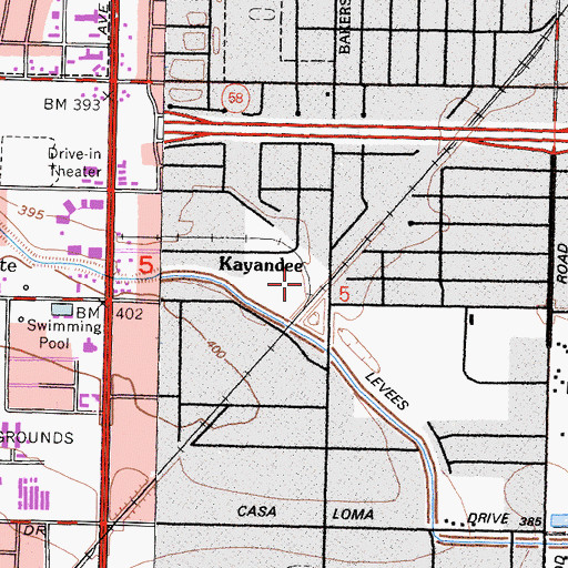 Topographic Map of Kayandee, CA