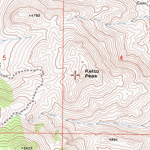 Topographic Map of Kelso Peak, CA