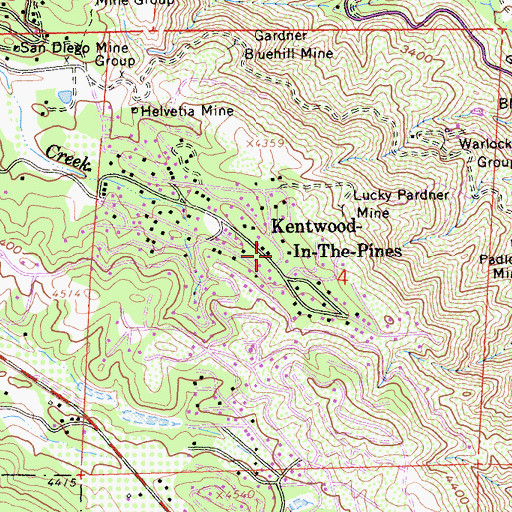 Topographic Map of Kentwood-In-The-Pines, CA