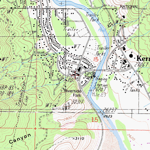Topographic Map of Kernville, CA