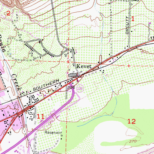 Topographic Map of Kevet, CA