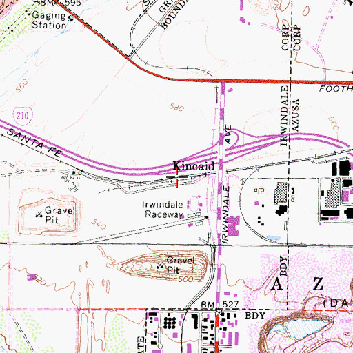 Topographic Map of Kincaid, CA