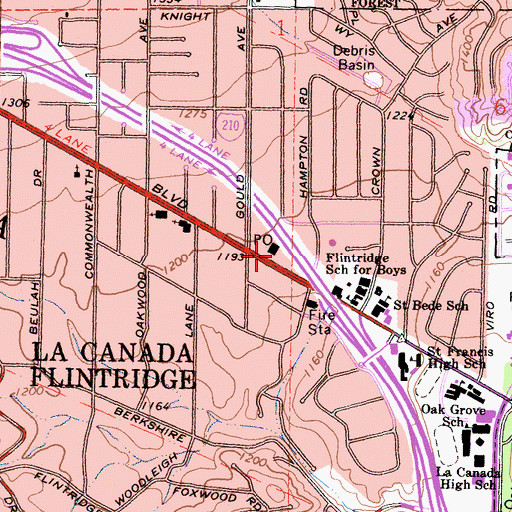 Topographic Map of La Caada Flintridge, CA