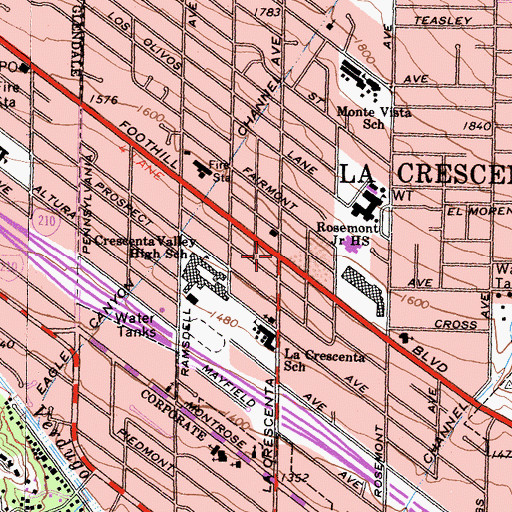 Topographic Map of La Crescenta, CA