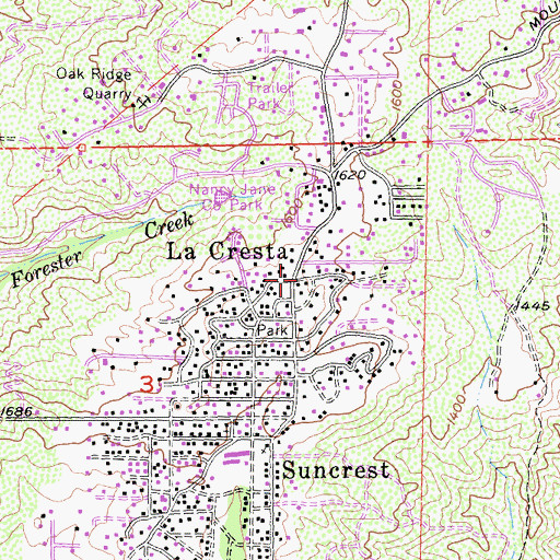 Topographic Map of La Cresta, CA