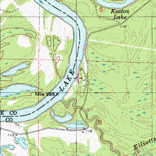 Topographic Map of Lock Number Nine Left Bank Public Use Area, AL