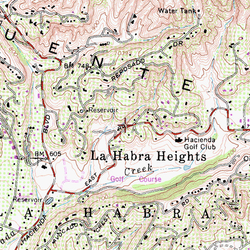Topographic Map of La Habra Heights, CA
