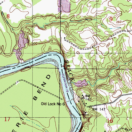 Topographic Map of Lock Number Six Left Bank Public Use Area, AL