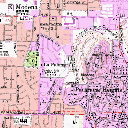 Topographic Map of La Paloma, CA