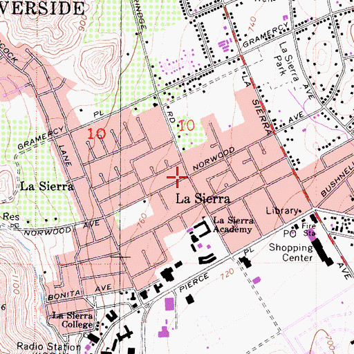 Topographic Map of La Sierra, CA
