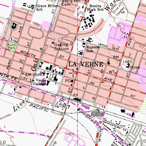 Topographic Map of La Verne, CA