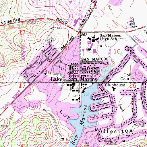 Topographic Map of Lake San Marcos, CA