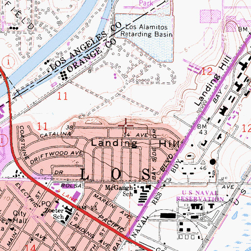 Topographic Map of Landing Hill, CA