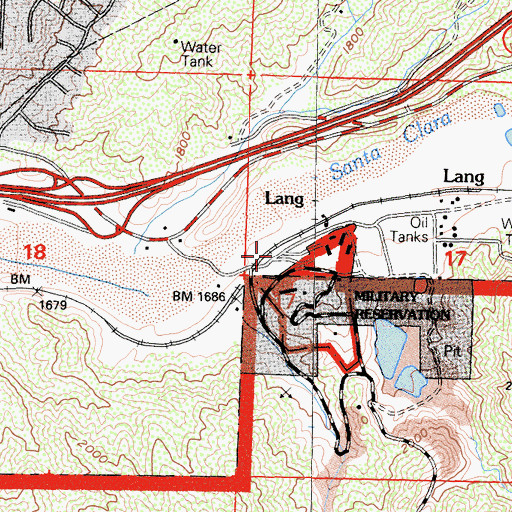 Topographic Map of Lang, CA