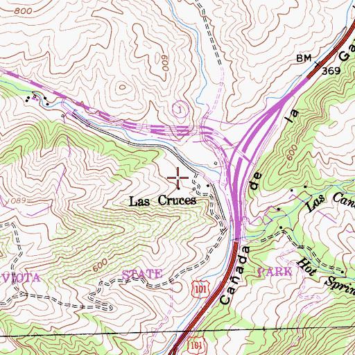Topographic Map of Las Cruces, CA