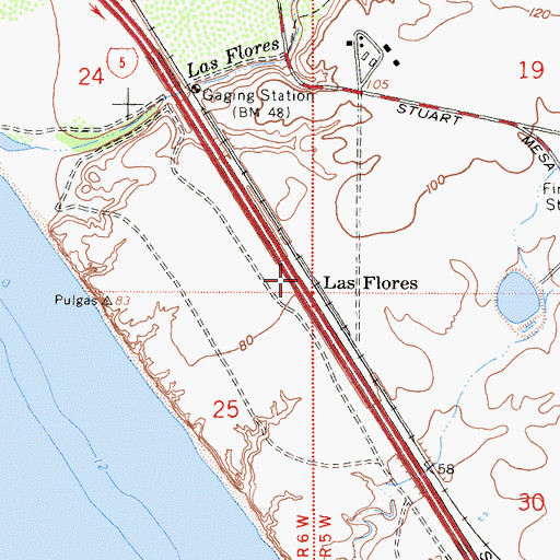Topographic Map of Las Flores, CA