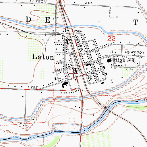Topographic Map of Laton, CA