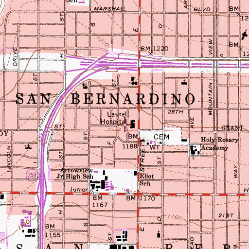 Topographic Map of Laurel Hospital, CA