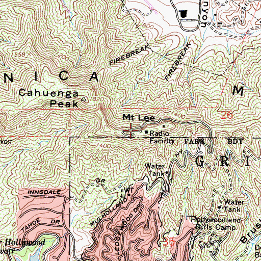 Topographic Map of Mount Lee, CA