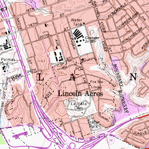 Topographic Map of Lincoln Acres, CA