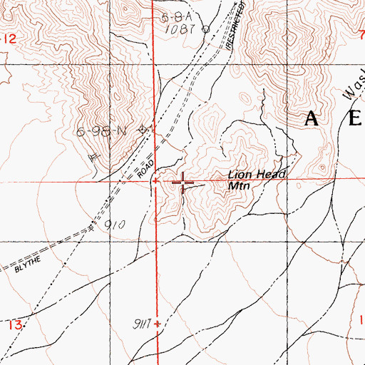 Topographic Map of Lion Head Mountain, CA