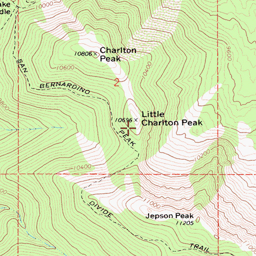 Topographic Map of Little Charlton Peak, CA
