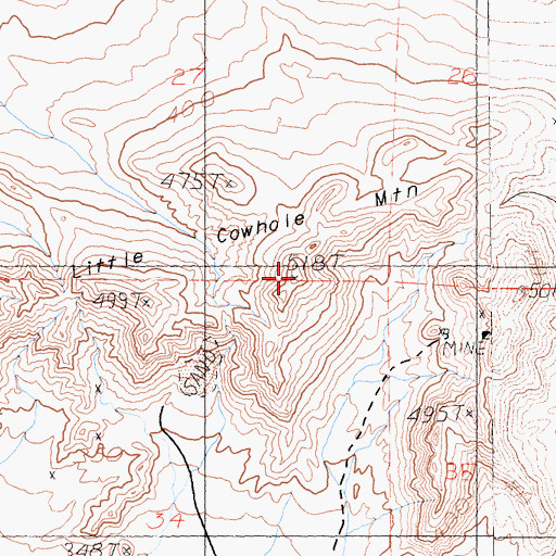 Topographic Map of Little Cowhole Mountain, CA