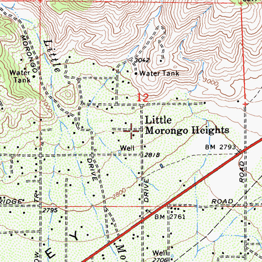 Topographic Map of Little Morongo Heights, CA