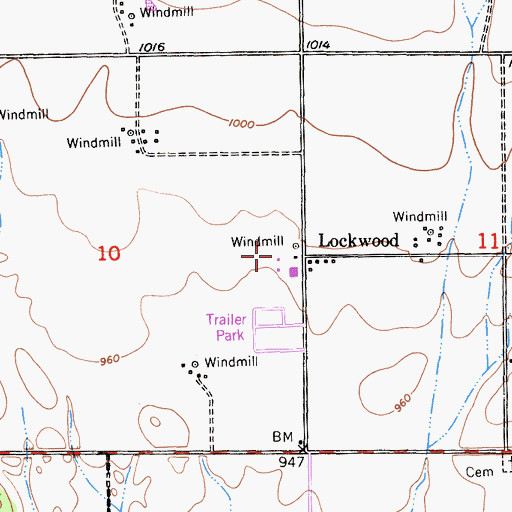 Topographic Map of Lockwood, CA