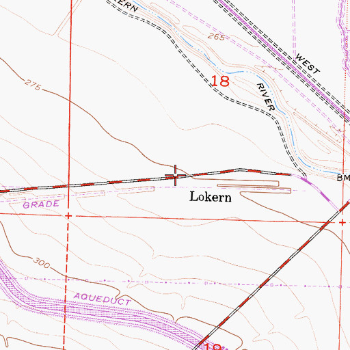 Topographic Map of Lokern, CA