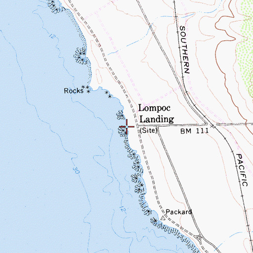 Topographic Map of Lompoc Landing, CA