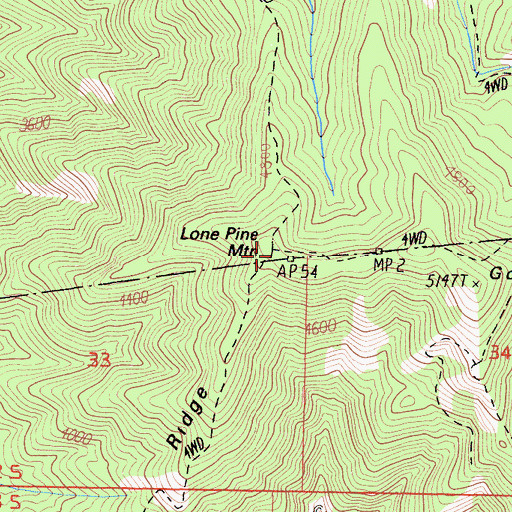Topographic Map of Lone Pine Mountain, CA