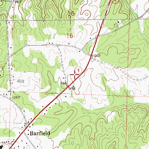 Topographic Map of Flat Rock Post Office (historical), AL