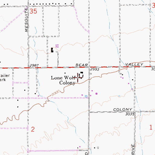 Topographic Map of Lone Wolf Colony, CA
