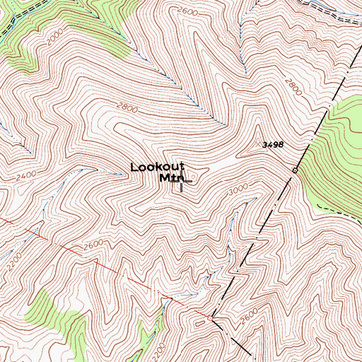Topographic Map of Lookout Mountain, CA