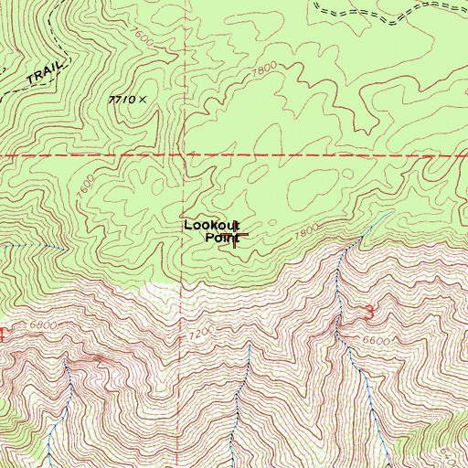 Topographic Map of Lookout Point, CA