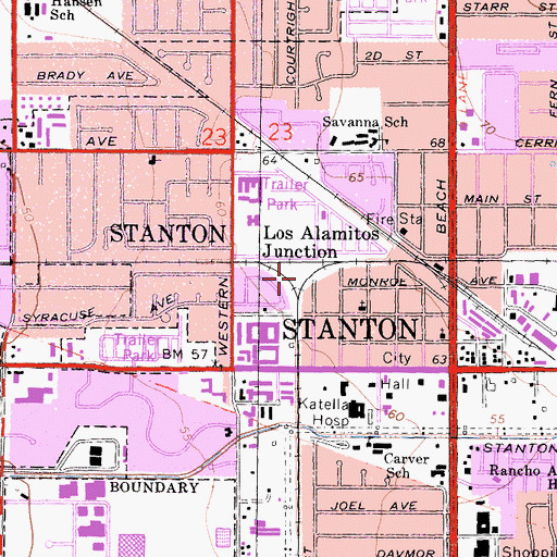 Topographic Map of Los Alamitos Junction, CA