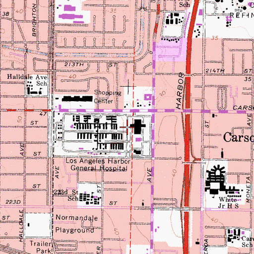 Topographic Map of Harbor University of California Los Angeles Medical Center, CA