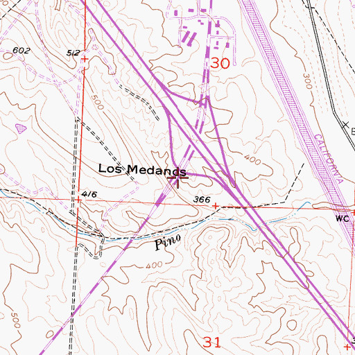 Topographic Map of Los Mdanos, CA
