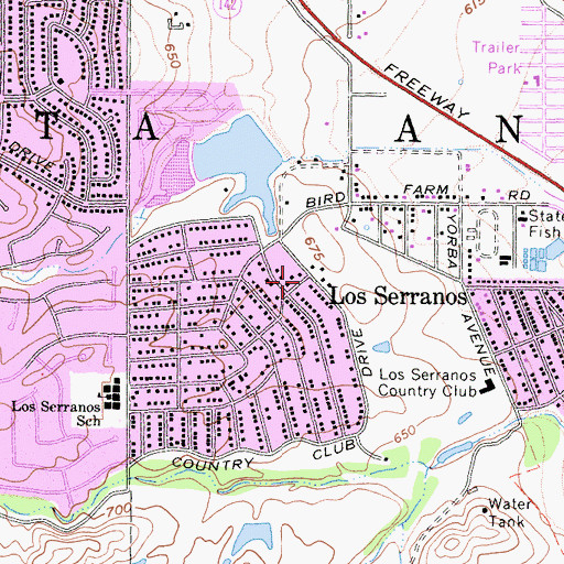 Topographic Map of Los Serranos, CA