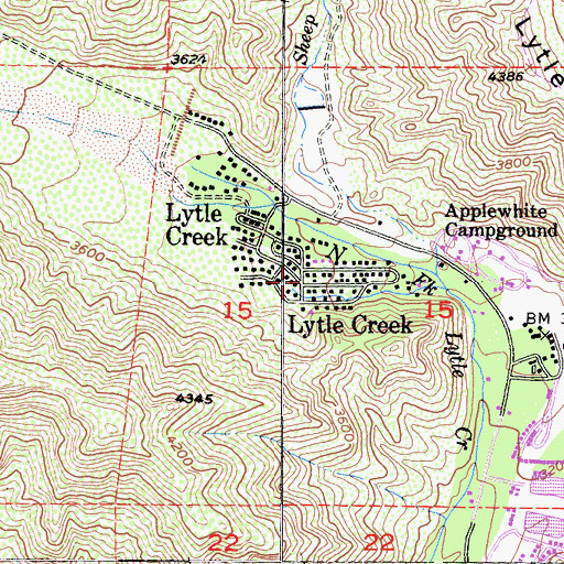 Topographic Map of Lytle Creek, CA